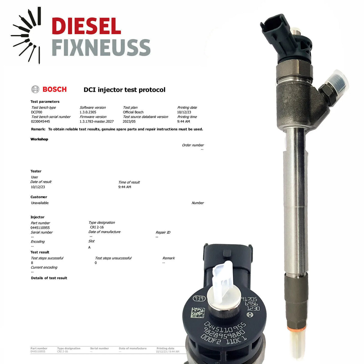 0445110955 9828959880 Bosch Injecteur pour Citroën Peugeot Ford 1.5 HDi