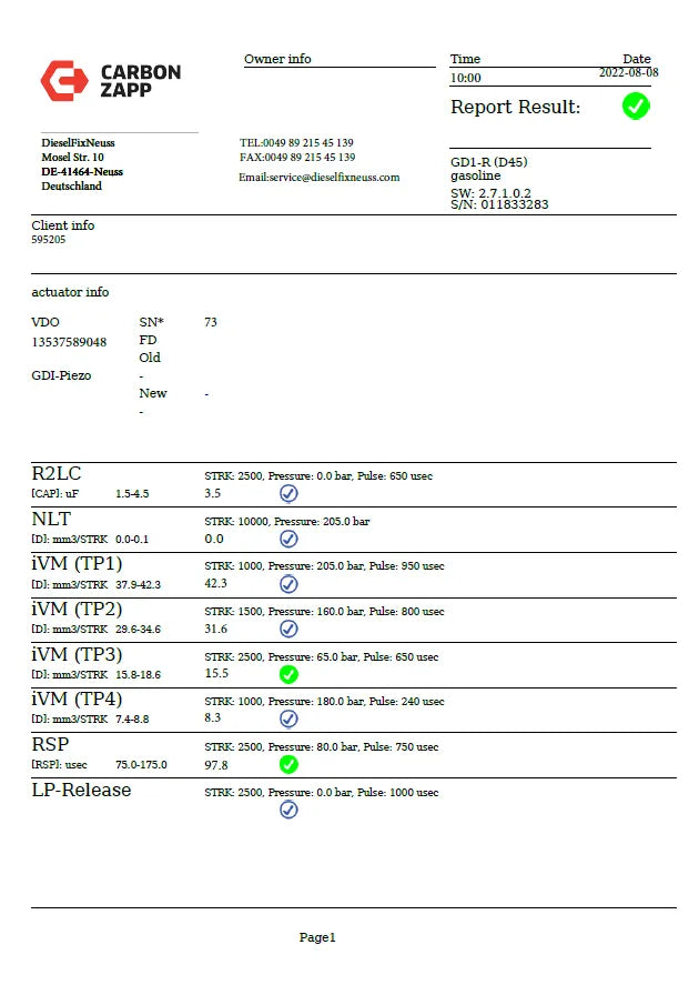 BMW Fuel Injector - VDO/Siemens 13537585261-06 / 13537589048. High-quality fuel injectors for BMW gasoline engines. Compatible with N43, N53, and N52 engine series. Includes copper sealing rings and test report.