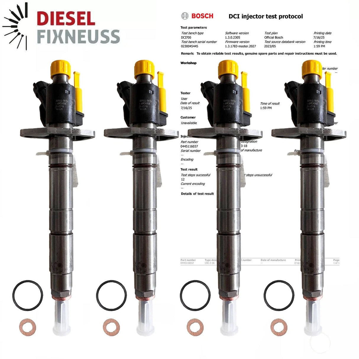 4x 0445116037 Injektor Range Rover L322 L405 4.4 D 4x4 AH4Q9K546BA-