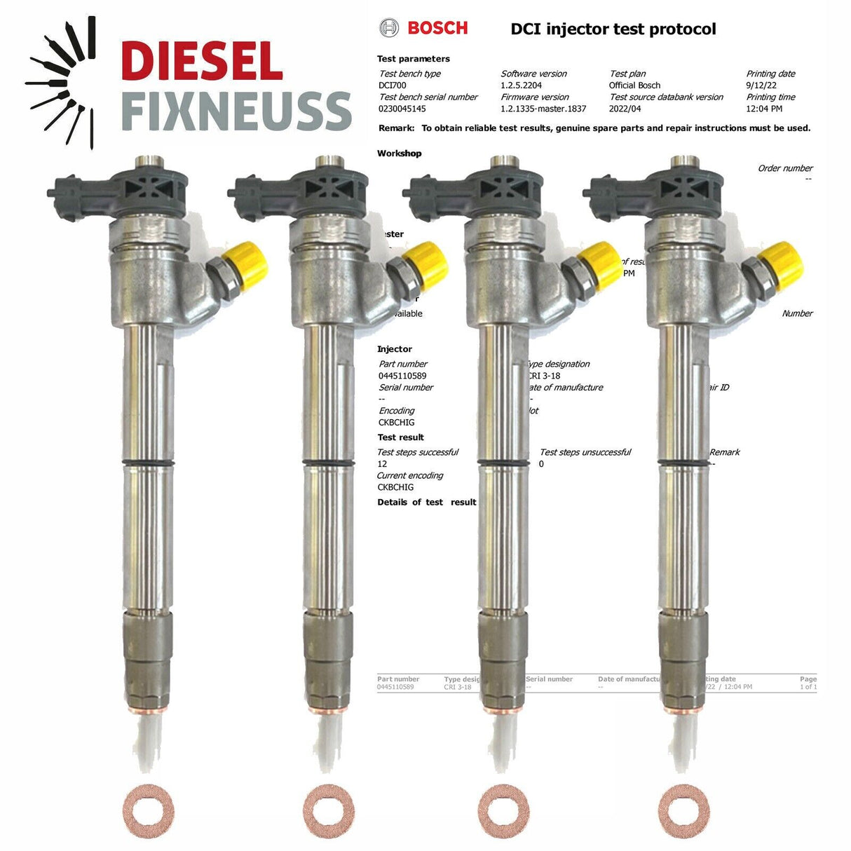 4x Einspritzdüse Kia Sportage 1.7 CRDi Diesel Injector 33800-2A610 0445110589