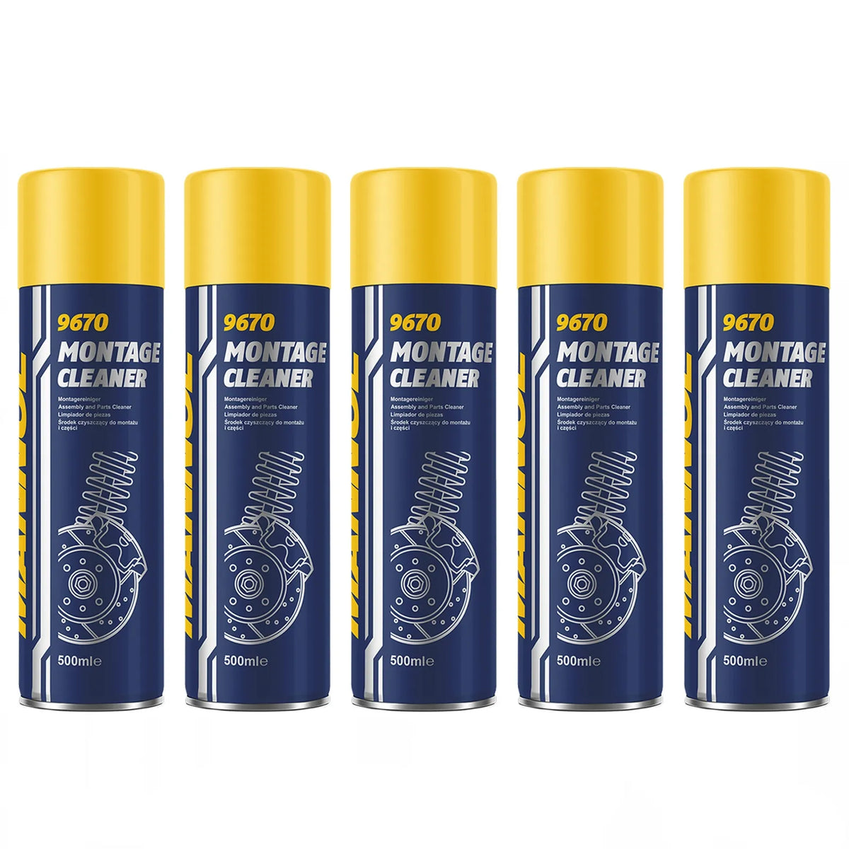 MANNOL 9670 Montage Cleaner Bremsenreiniger Teilereiniger Entfetter 5x500 ml