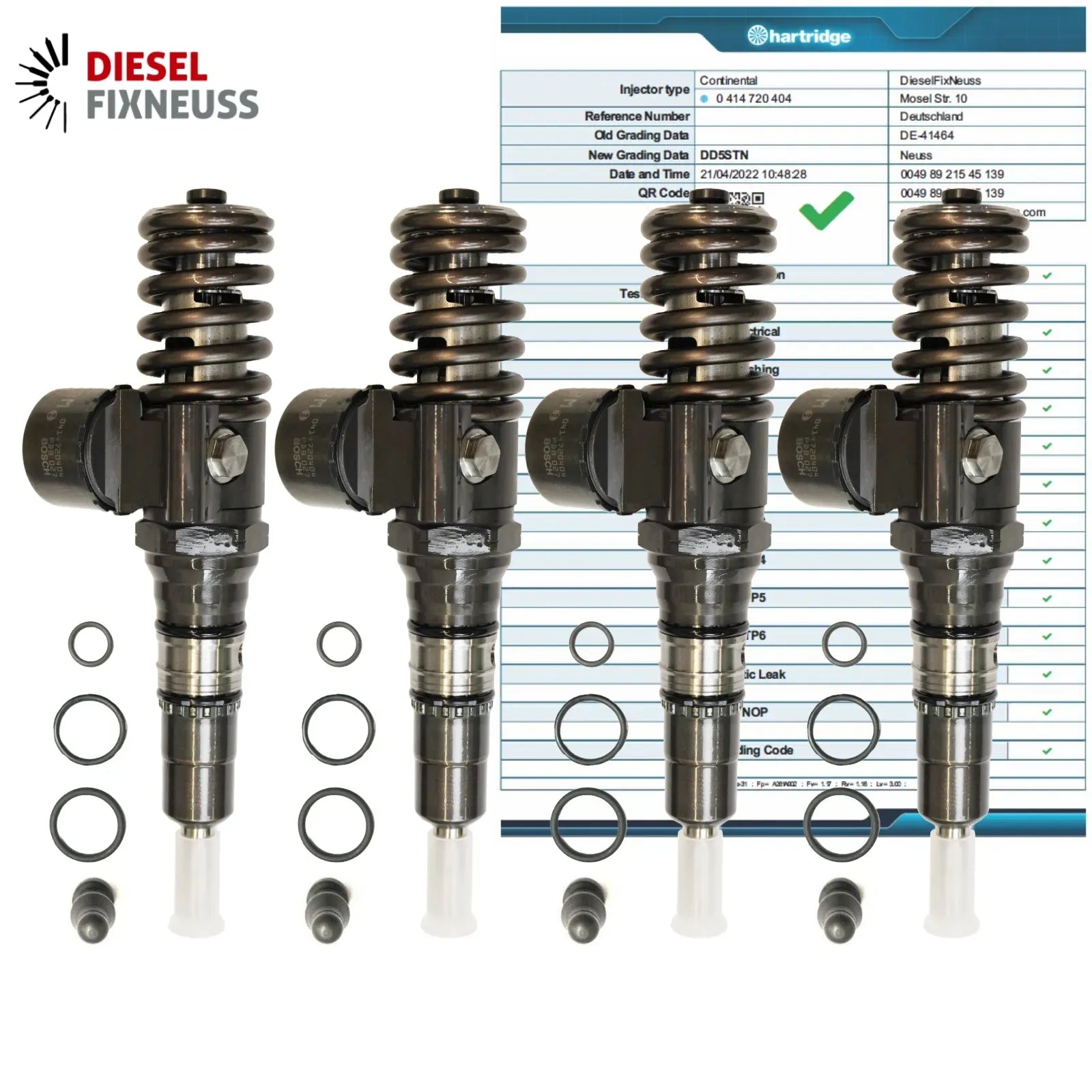 4x Audi A6 2.0 TDI Bosch Injektor 0414720404 0414720402