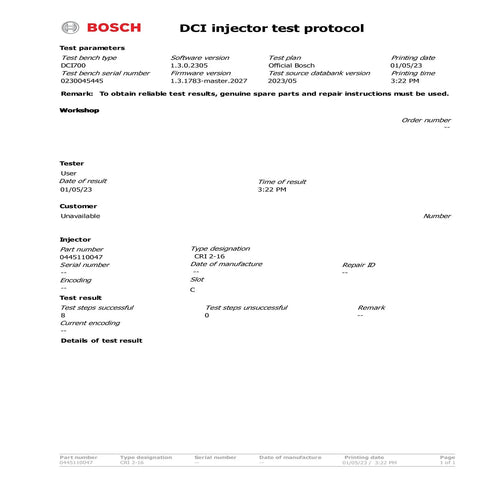 0445110047 - 55184536 Injecteur Bosch BMW E39 E46 330d 530d X5 730d 13537785984