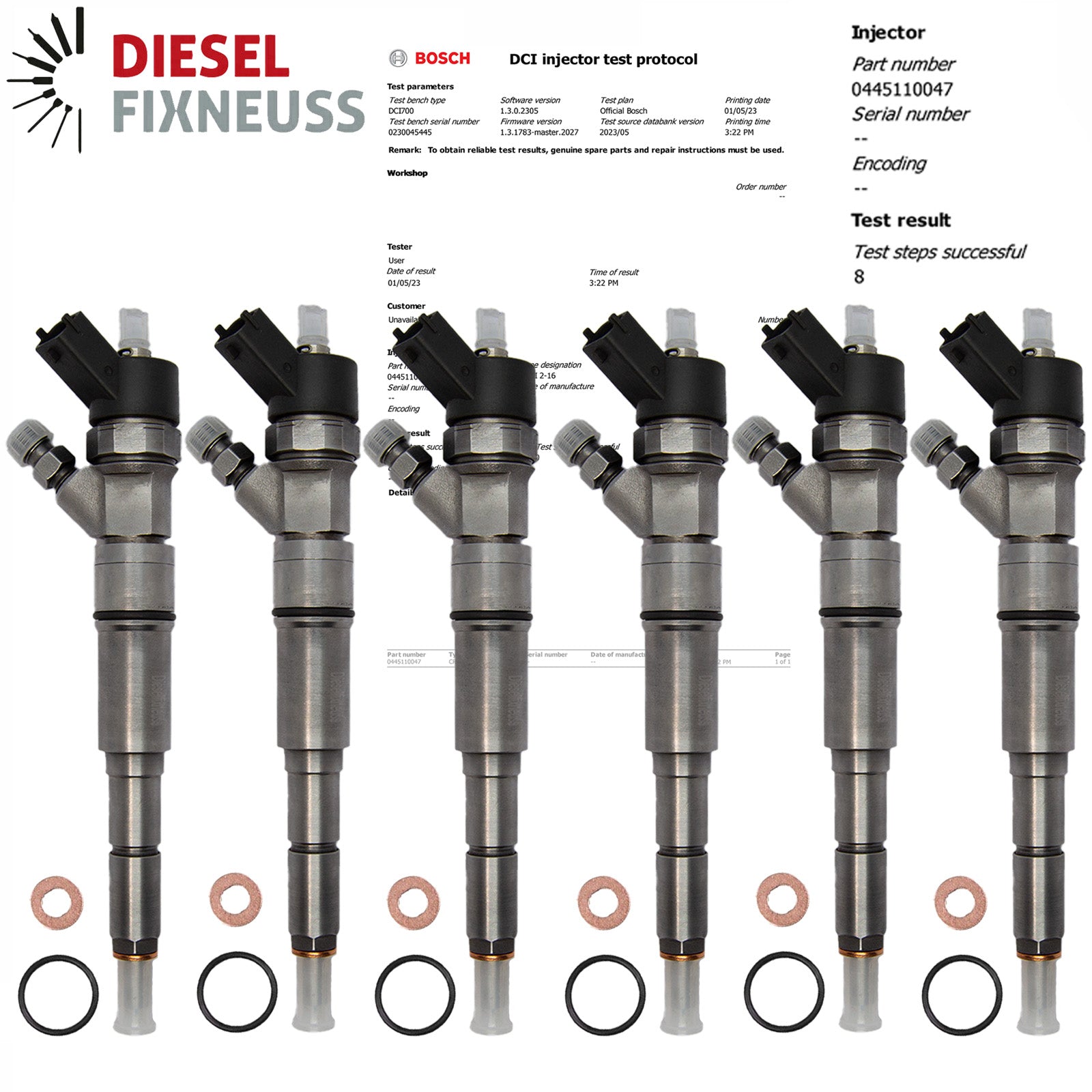 6 x Injektor Einspritzdüse Bosch BMW 330d E46 530d E39 X5 E53 0445110047