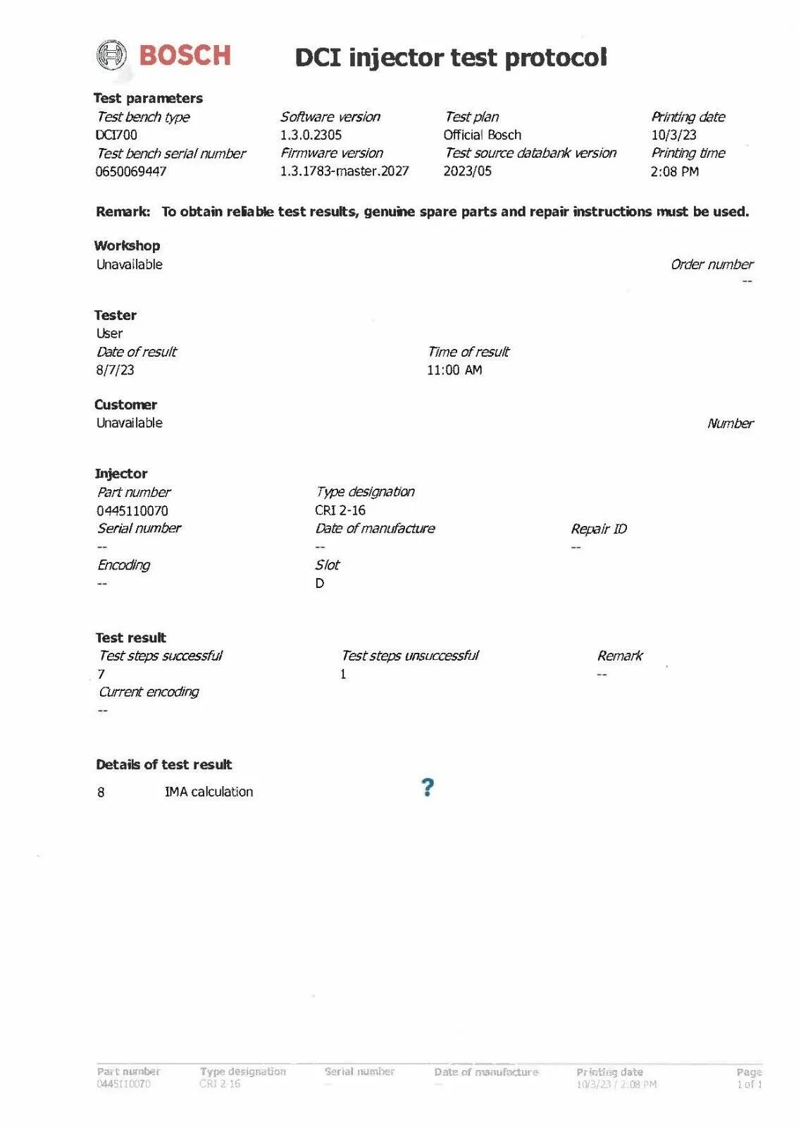 EINSPRITZDÜSE INJEKTOR MERCEDES-BENZ | 0445110069, 0445110070, 0445110105
