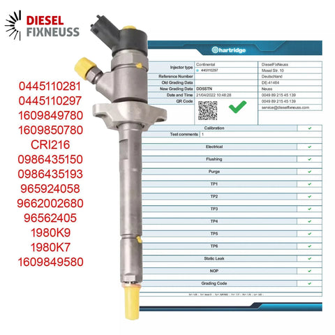 Injektor Bosch 0445110297 9662002680 Citroen C2 C3 C4 C5 Berlingo 1.6 HDi