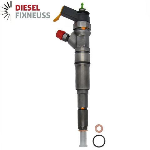 Bosch injectors (part number 0445110311/0986435146) compatible with CITROEN PEUGEOT vehicles. Includes copper sealing rings, O-rings, and (Bosch Dci 700) test report. Fits Citroen and Peugeot models. Comes with 1-year warranty without kilometer limitation.