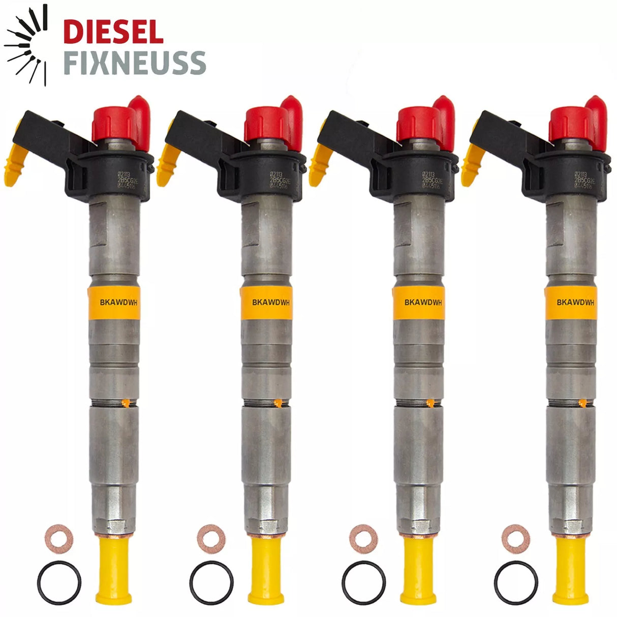 4x BMW Diesel Injectors (0445116024) - Compatible with BMW 525d, 530d, X5, X6, 3.0d and many other models including E60, E90, F10 series. Includes O-rings and BOSCH test report. Fits 2.0D (120KW/163PS, 130KW/177PS) and 3.0D (150KW/204PS, 170KW/231PS, 180KW/245PS) engines.
