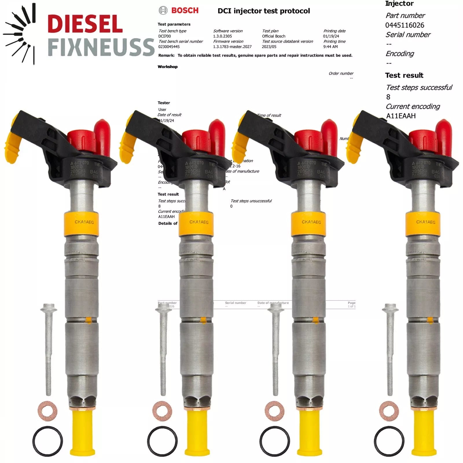 4x Injektor Einspritzdüse für Mercedes Benz 3,0 CDI A6420701187 0445116026