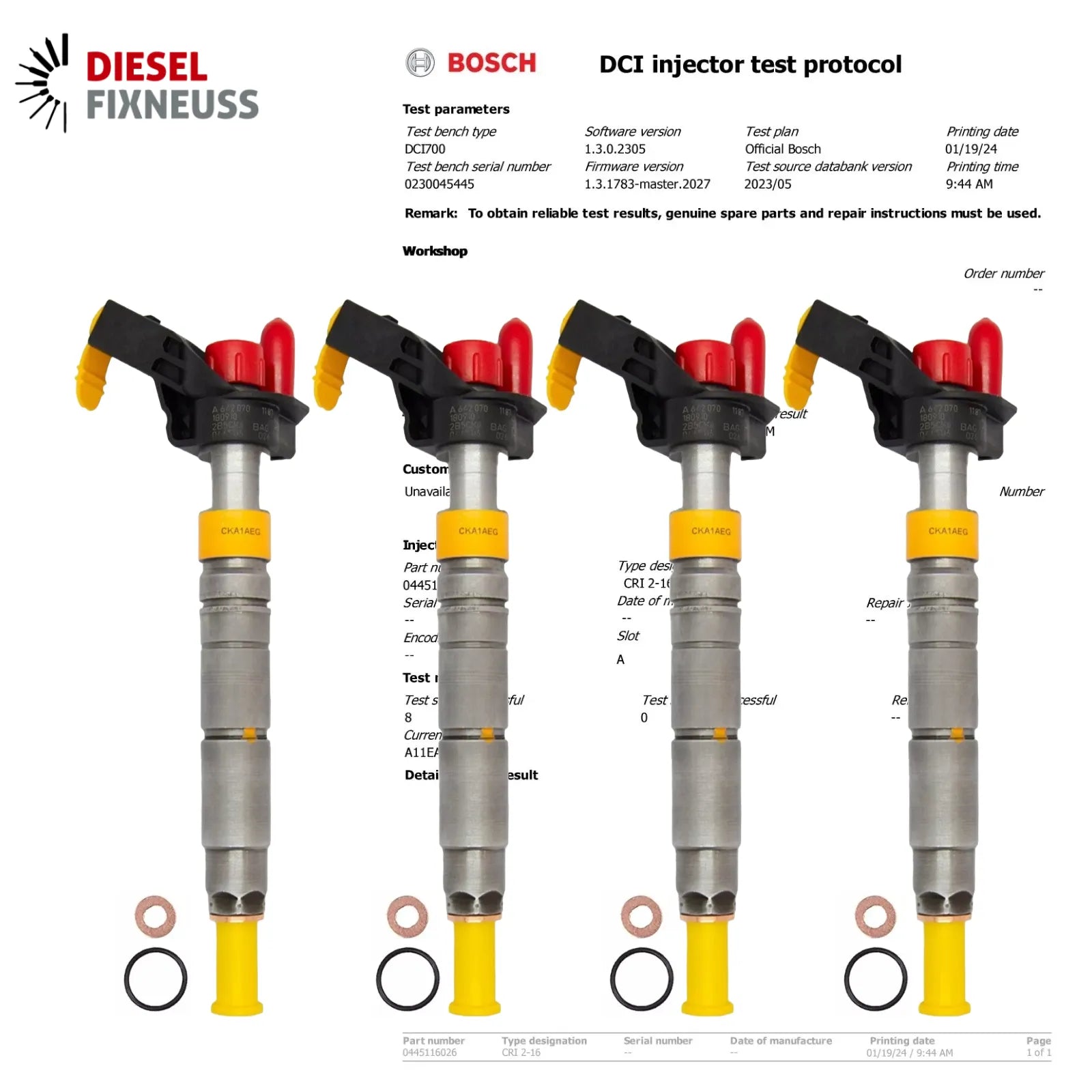 4x Injektor Einspritzdüse für Mercedes Benz 3,0 CDI A6420701187 0445116026