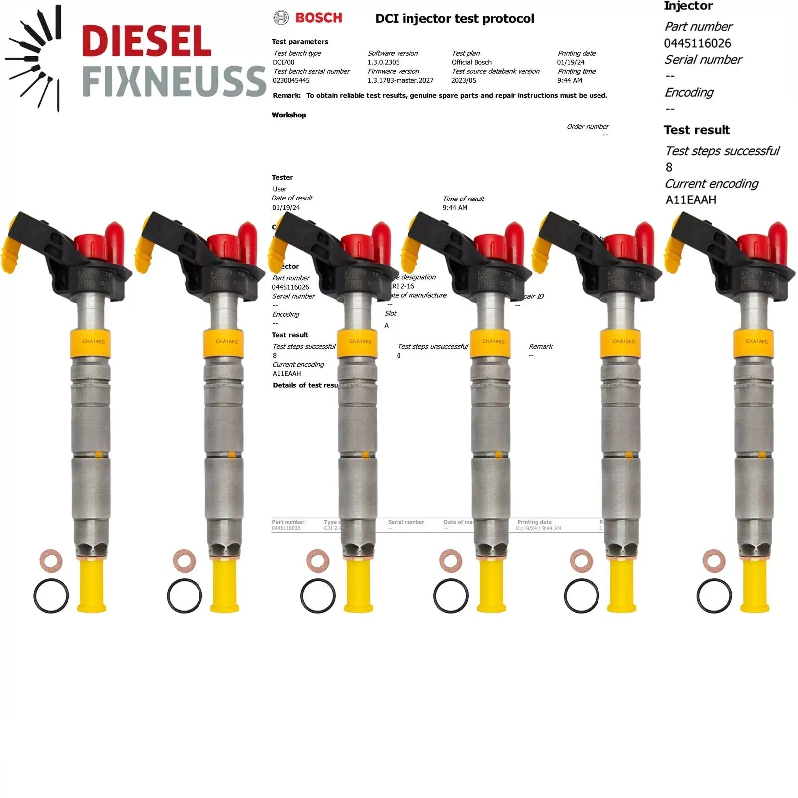 6x Injektor Einspritzdüse für Mercedes Benz 3,0 CDI A6420701187 0445116026