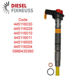 4x Injektor 03L130277 0445116030 Audi VW Seat Skoda 2.0 TDi
