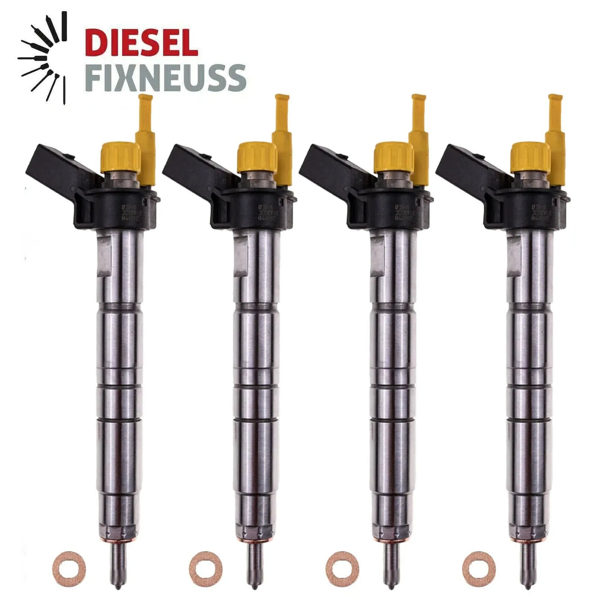 4x Remanufactured injector 0445117008 for Chevrolet with test report. Compatible with part numbers F00E200273, 19210900, 12620535, 0986435409.
