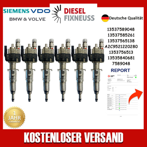 6x Einspritzdüse Einspritzventil VDO 13537589048 13537565138-05 N53 BMW Benzin