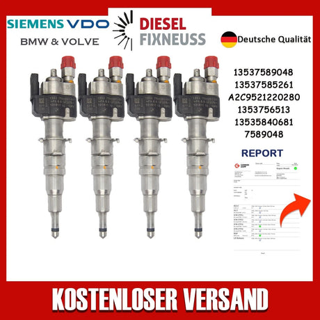 4x Fuel Injector BMW 1/3/5 Series | Part No: 13537589048/13537585261-09 Benzin | Compatible with N45/N43/N53 Engines | Includes Copper Ring, O-Ring, Test Report