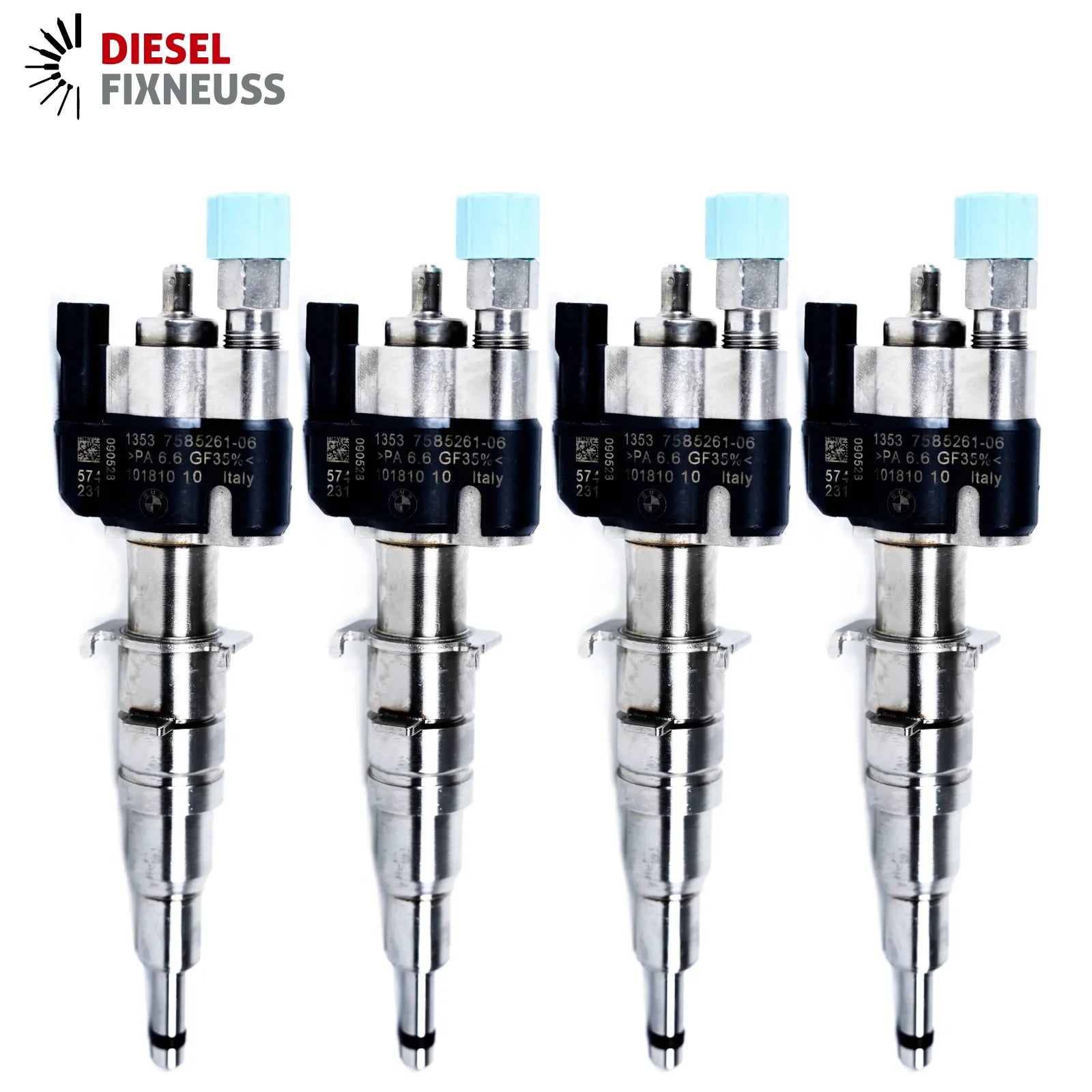 BMW Fuel Injector - VDO/Siemens 13537585261-06 / 13537589048. High-quality fuel injectors for BMW gasoline engines. Compatible with N43, N53, and N52 engine series. Includes copper sealing rings and test report.