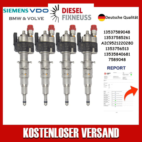 4x Fuel Injector BMW 1/3/5 Series | Part No: 13537589048/13537585261-08 Benzin | Compatible with N45/N43/N53 Engines | Includes Copper Ring, O-Ring, Test Report