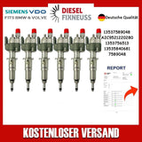 6x Fuel Injector BMW 1/3/5 Series | Part No: 13537589048-02/13537565138 Benzin | Compatible with N45/N43/N53 Engines | Includes Copper Ring, O-Ring, Test Report