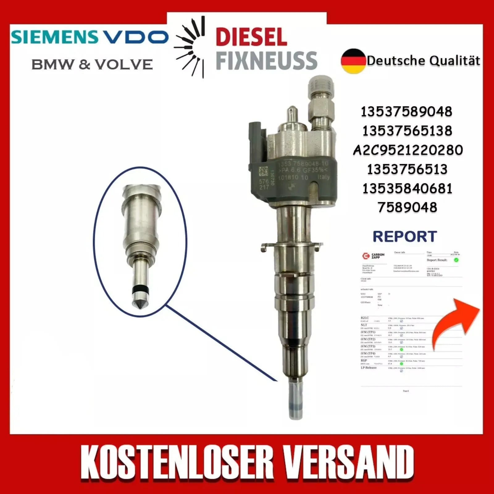Einspritzdüse Einspritzventil VDO 13537589048-10 13537565138 N43 N53 BMW Benzin