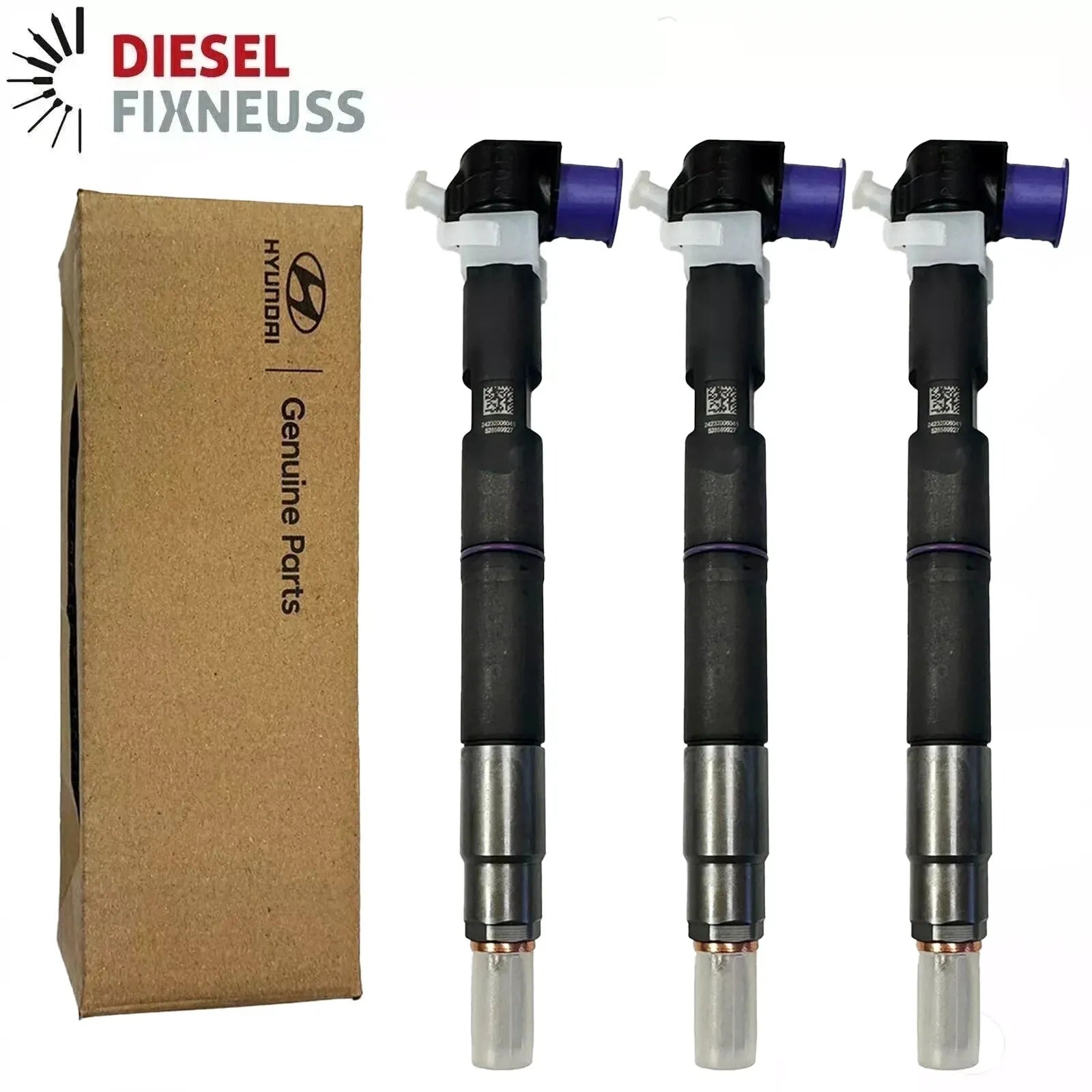 Set of 3 brand-new original DELPHI diesel injectors, compatible with Hyundai and Kia 1.1 & 1.4 CRDi Euro 5 engines (2010–2019)