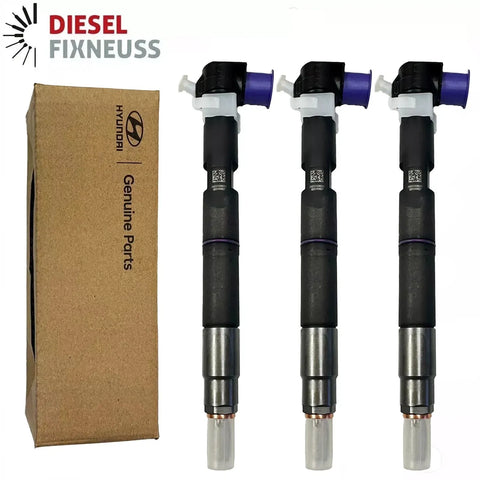 Set of 3 brand-new original DELPHI diesel injectors, compatible with Hyundai and Kia 1.1 & 1.4 CRDi Euro 5 engines (2010–2019)