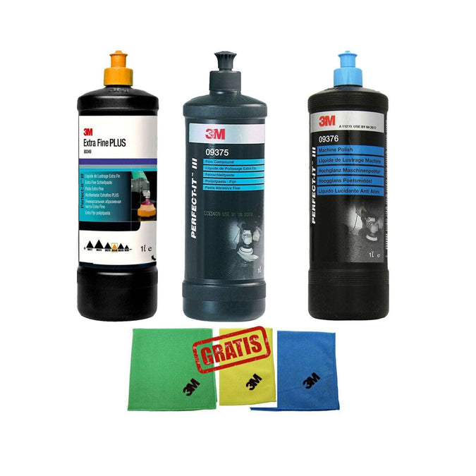 3M Polituren Set 80349+ 09376 + 09375 chaque 1 litre de pâte à poncer ...