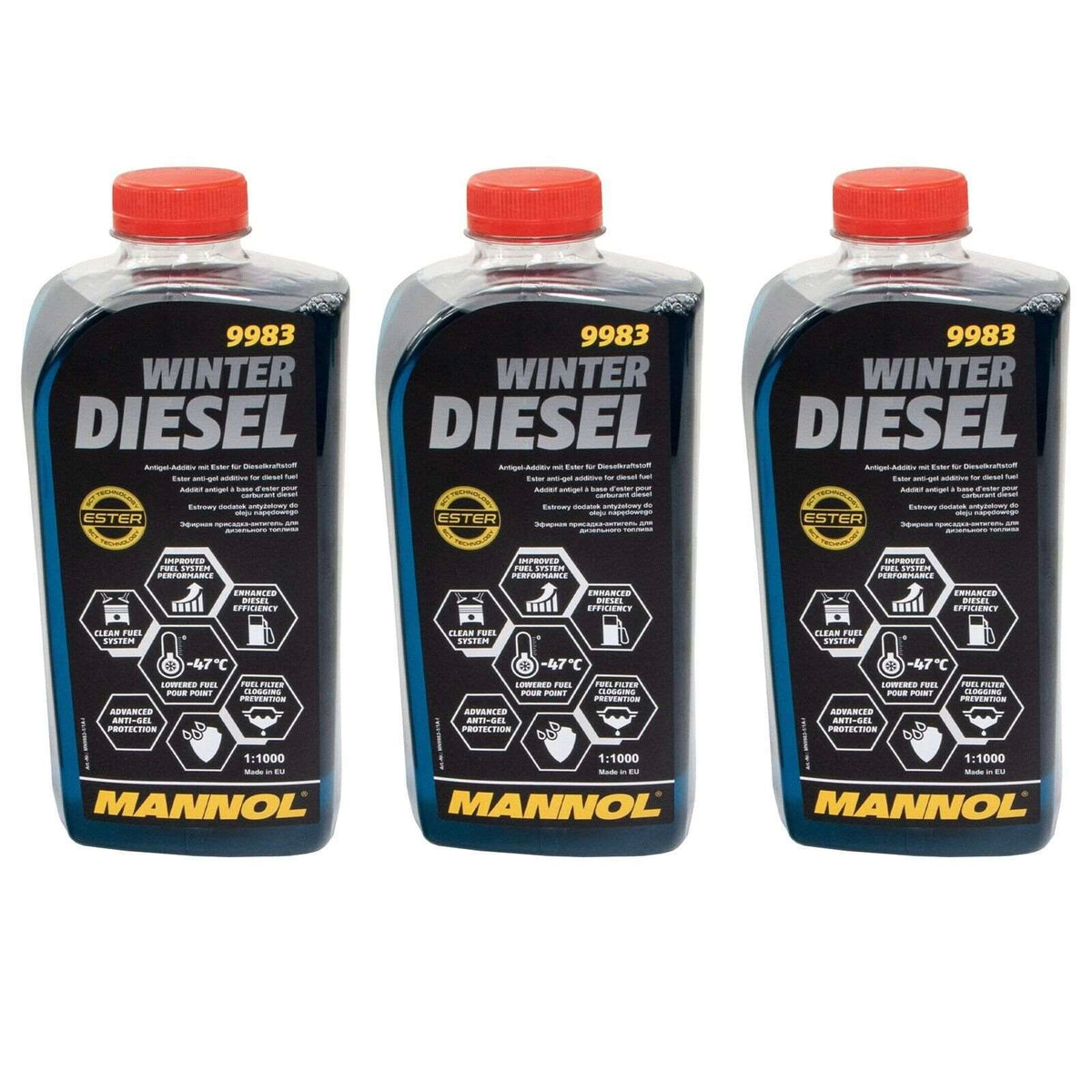 3 X 1L Winter Diesel Kraftstoff Additiv Heizöl MANNOL 9983 Fließ Fit Zusatz