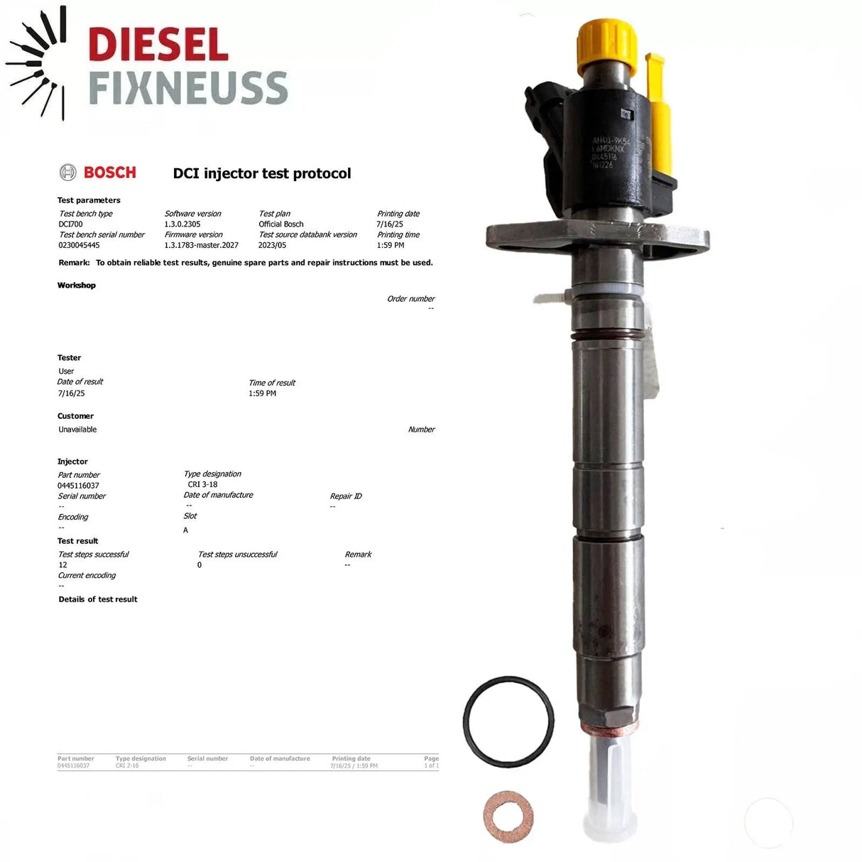 Injection De Combustible Land Range Rover AH4Q-9K546-BA 0445116037