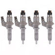 4x BOSCH injector 0445120008 for GMC ISUZU CHEVROLET 6.6L diesel engines. Compatible with LBZ engine codes. OEM quality replacement part.