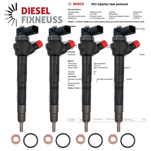 4x EINSPRITZDÜSE 0445110469 VW AUDI SEAT SKODA 2.0 TDI Diesel Injektor