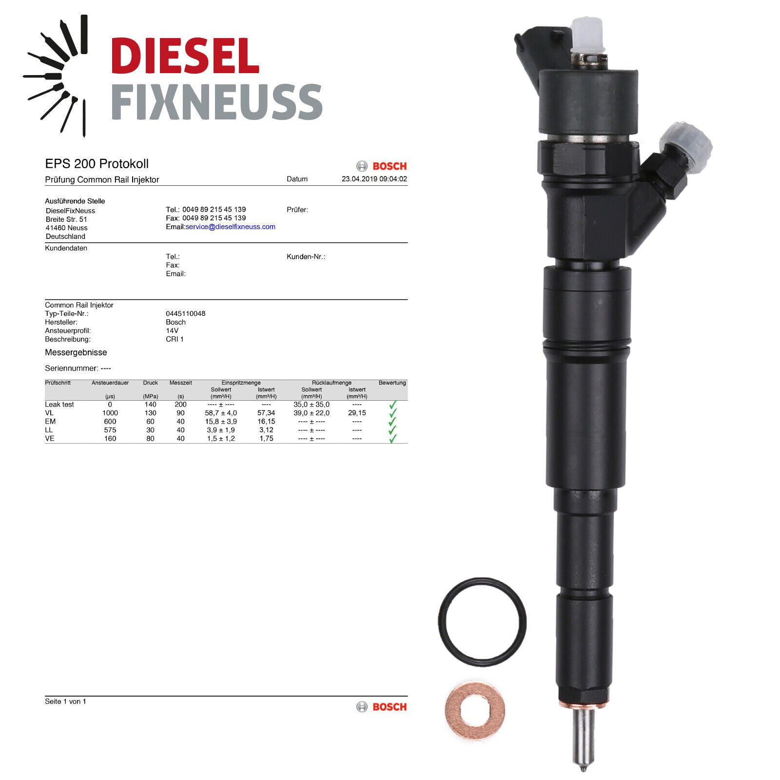 Einspritzdüse Injektor Injector 0445110048 BMW E39 525 7785985 13537785574 BOSCH