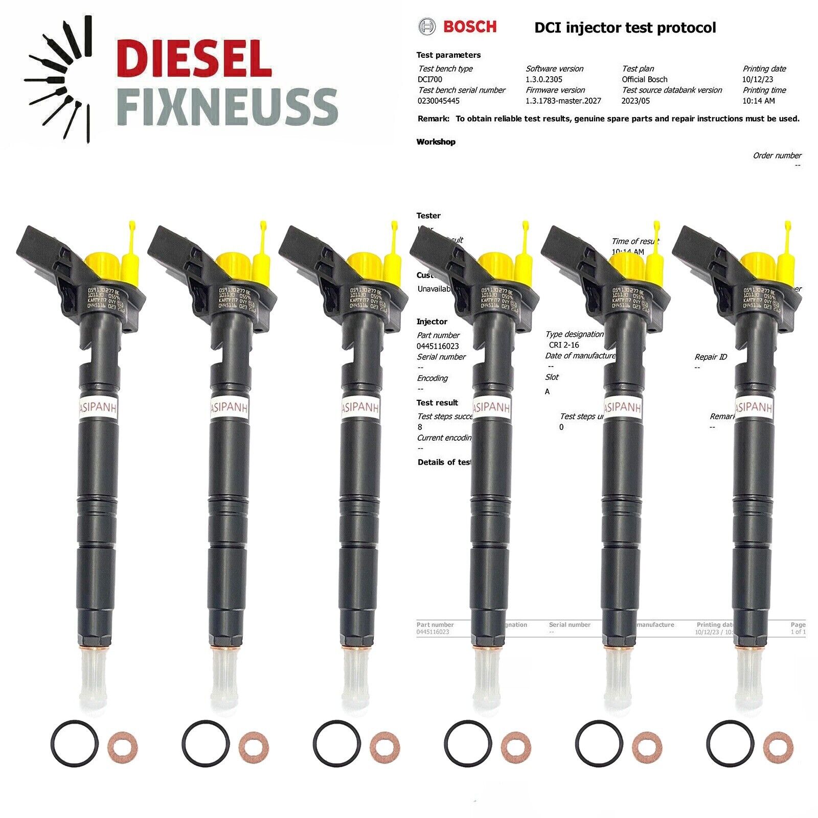 Audi 6 x 0445116022 059130277AM 0445116015 VW 2,7- 3.0 TDI Einspritzdüsen