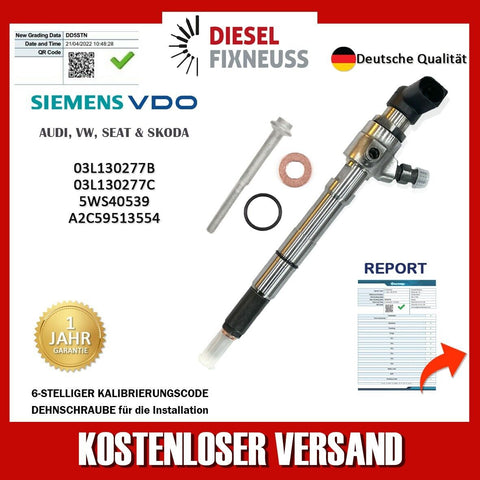 Injecteur 03L130277B Siemens Audi Siège VW Moteur Caya 1,6 Tdi Continental Skoda