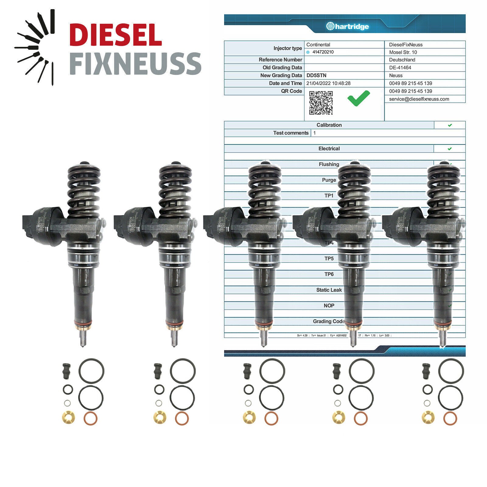 5x BOSCH Pumpe-Düse-Einheit VW Tourareg 2.5 TDI 07Z130073F 0414720210 Injektor