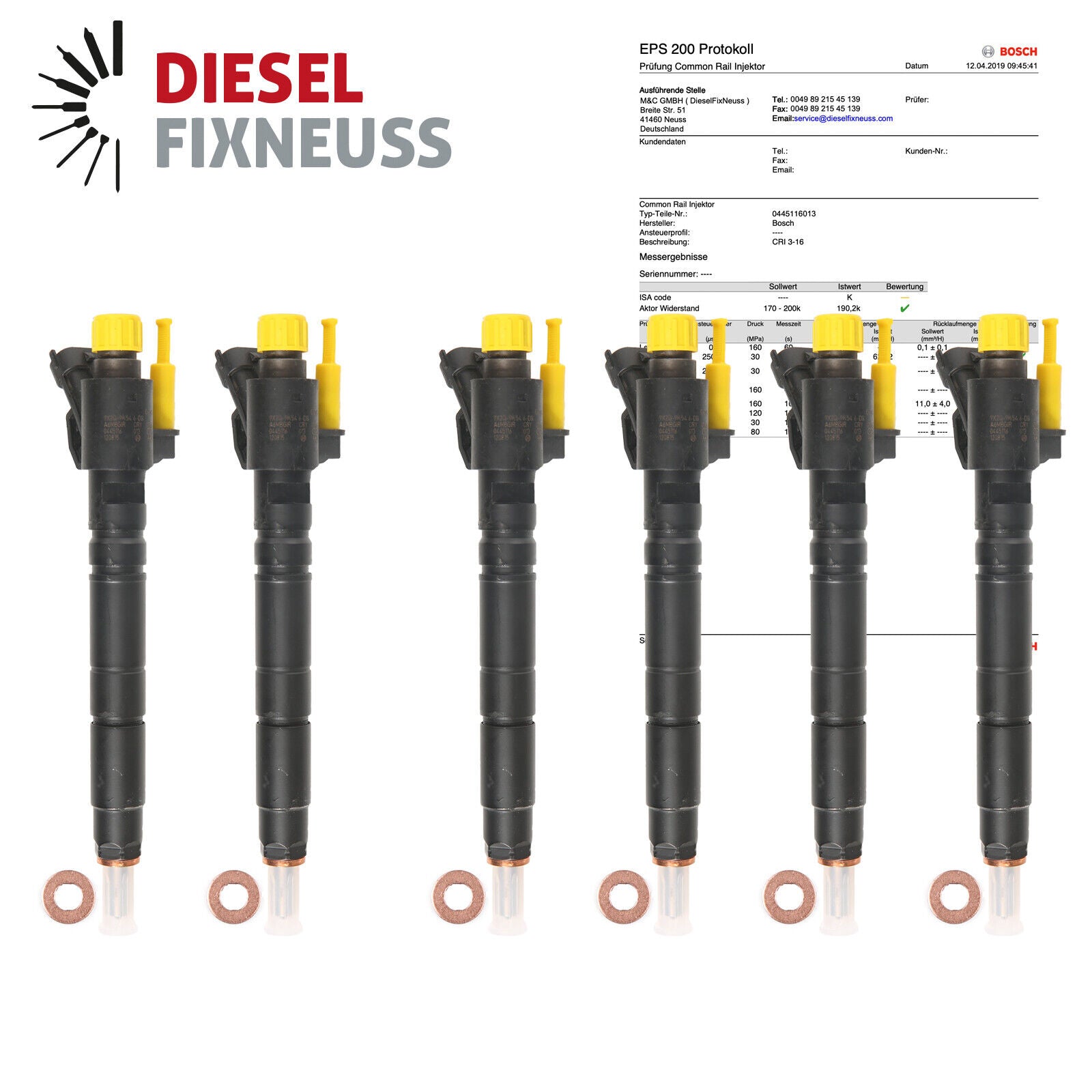 6x Einspritzdüse Injektor Jaguar XF 3.0 d 03.09-04.15 0445116013 9X2Q-9K546-dB