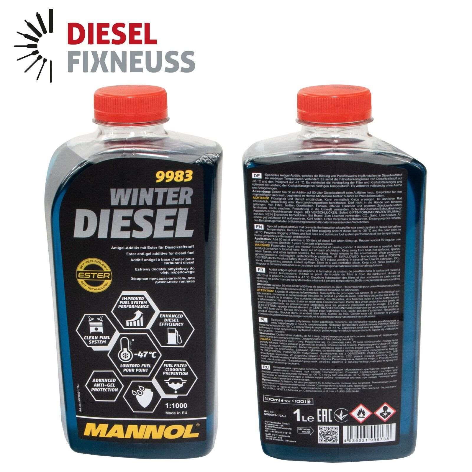 2x Winter Diesel Kraftstoff Additiv Heizöl 1 Liter MANNOL 9983 Fließ Fit Zusatz