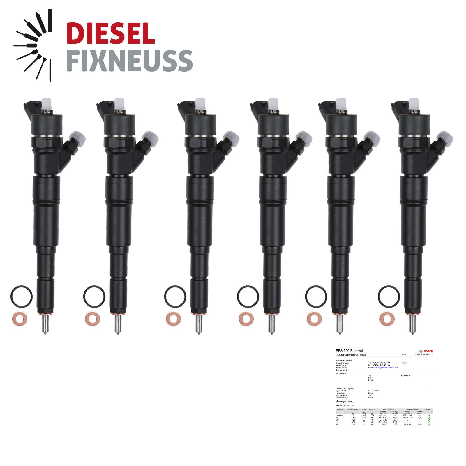 6 x INJEKTOR EINSPRITZDÜSE BOSCH 0445110048 BMW E39 525 d 525 d Touring 120 kW