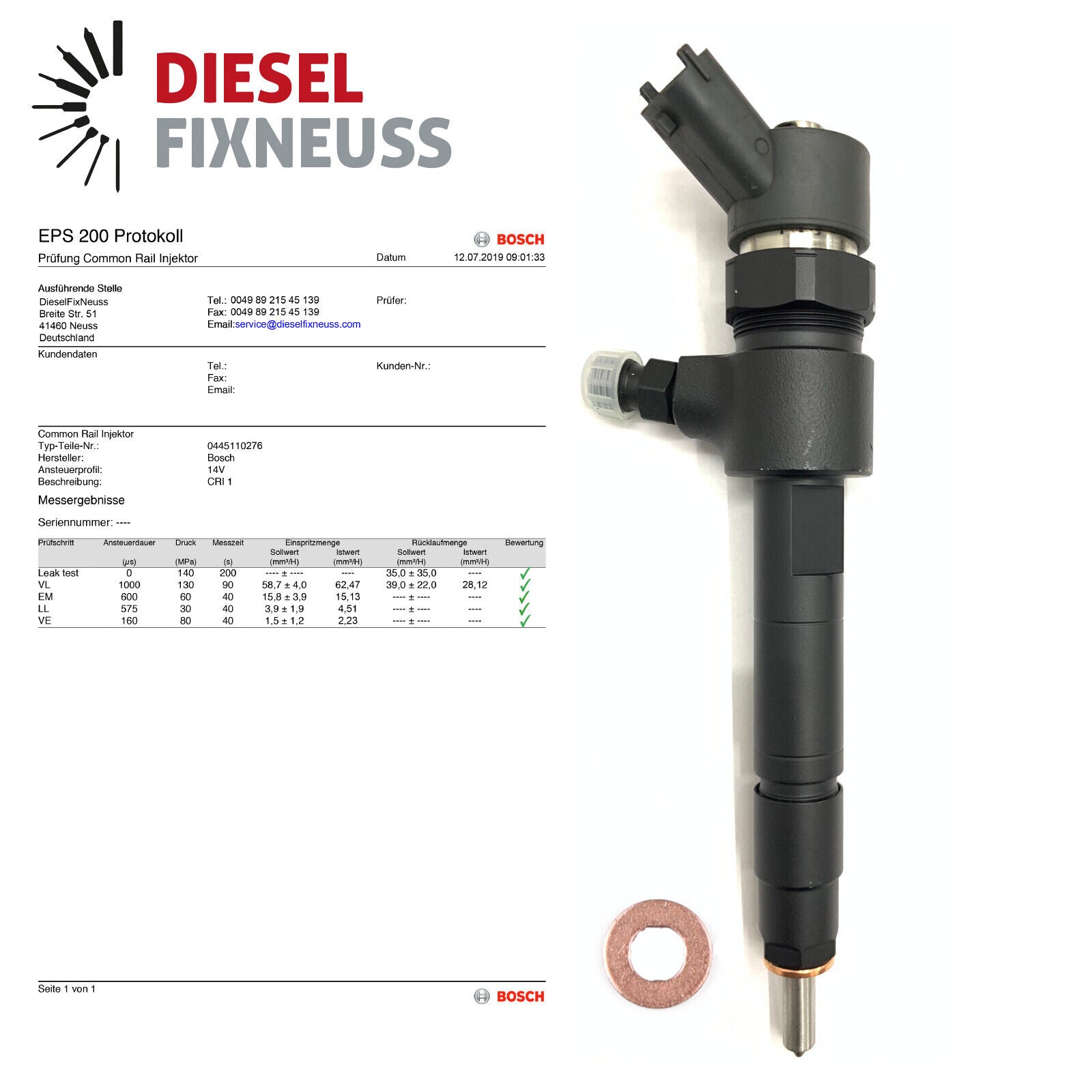 0445110276 0986435148 Bosch Injektor Einspritzdüse OPEL + FIAT + Suzuki Diesel