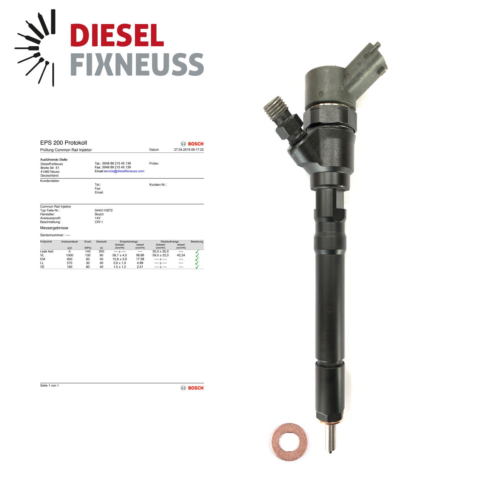 Diesel Injecteur Pour Hyundai Santa 2,0 112hp 0445110064 0445110101 0986435147