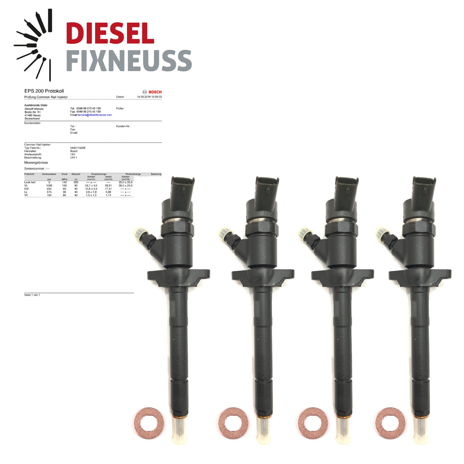 4x Bosch Einspritzdüse 0445110188 0986435090 Citroen Peugeot Volvo Mazda1.6