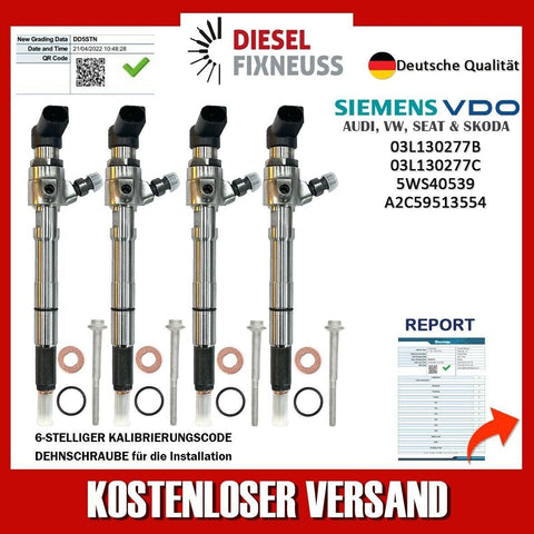 4x Injecteur 03L130277B Siemens VW Moteur CAYA 1,6 TDI Continental Audi CAYC