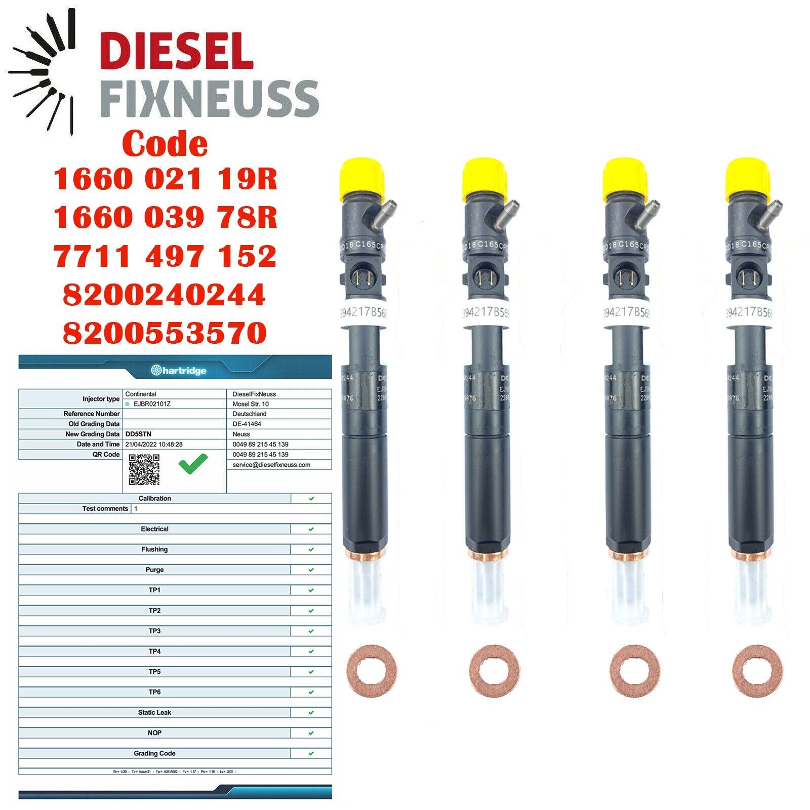 4x Renault Dacia 1.5dci injecteur EJBR02101Z 28232242 EJBR01701Z EJBR04101D