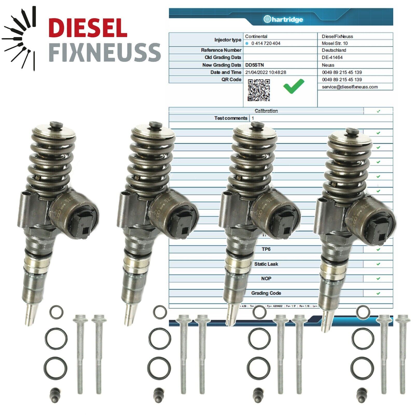 4x Audi A6 2.0 Tdi Bosch Diesel Carburant Injecteur 0414720404 0414720402 VW