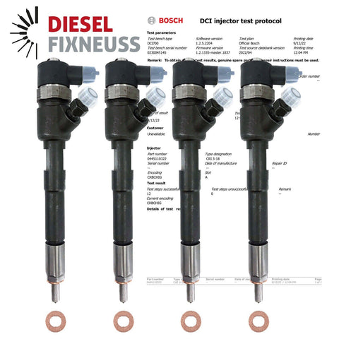 4x EINSPRITZDÜSE Injector Bosch 0445110322 Lancia 55214192 1.3 Multijet 55209803