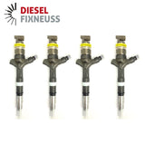 4x Denso brand 16600-AW400 injector for Nissan X-Trail and Primera 2.2 dCi models. Suitable for vehicles with 2184cc engine displacement, 84-143kW (84-215HP) power range. Works with YD22DDTi, YD22DDT and YD22ETI engine codes. Suitable for PRIMERA Hatchback (P12), PRIMERA Traveller (WP12) and X-TRAIL I (T30) models (including FWD and 4x4 versions). Also known by reference numbers DCRI105130 and HRD613.