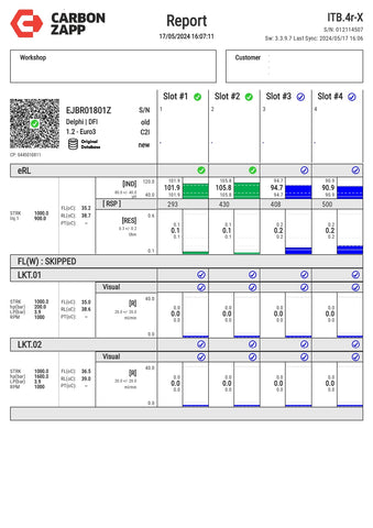 Diesel EJBR01901Z Delphi Injector Report on Carbon Zapp Test Machine