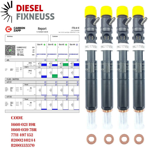 4x Injecteur Renault Kangoo Clio 1,5 DCI EJBR01701Z EJBR02101Z Delphi