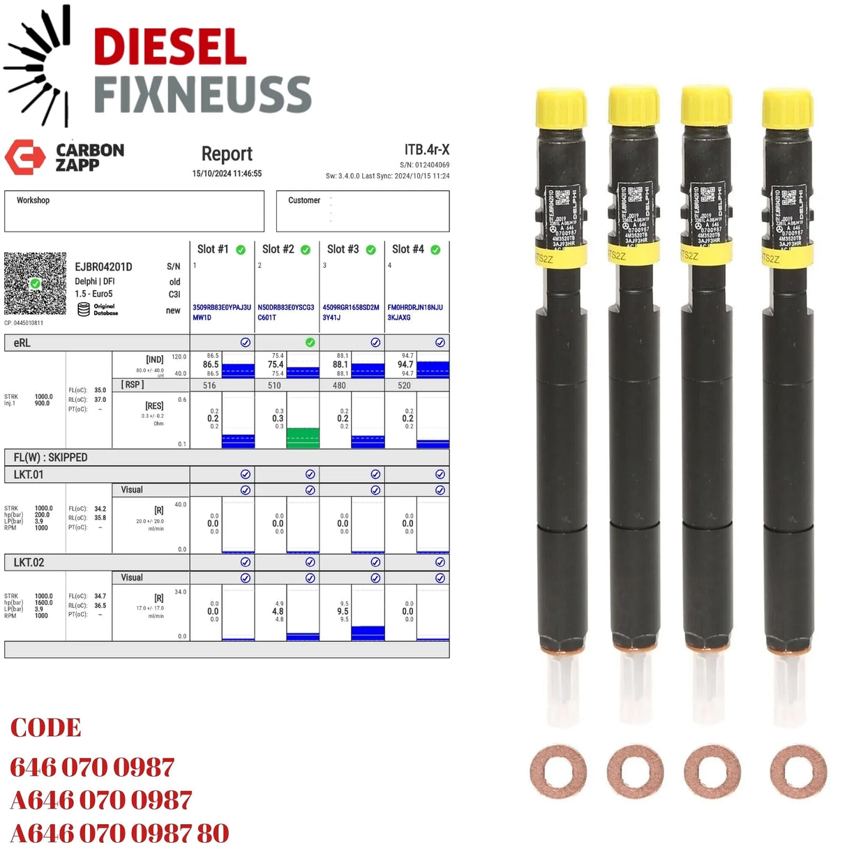 4x xEinspritzdüse DELPHI Mercedes C/E 200 220 CDI EJBR04201D A646070098