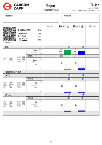 Diesel EJDR00101Z Delphi Injector Report on Carbon Zapp Test Machine