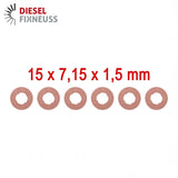 6x Kupfer Injektor Dichtring 15x7,15x1,5 mm – Injektor Dichtung